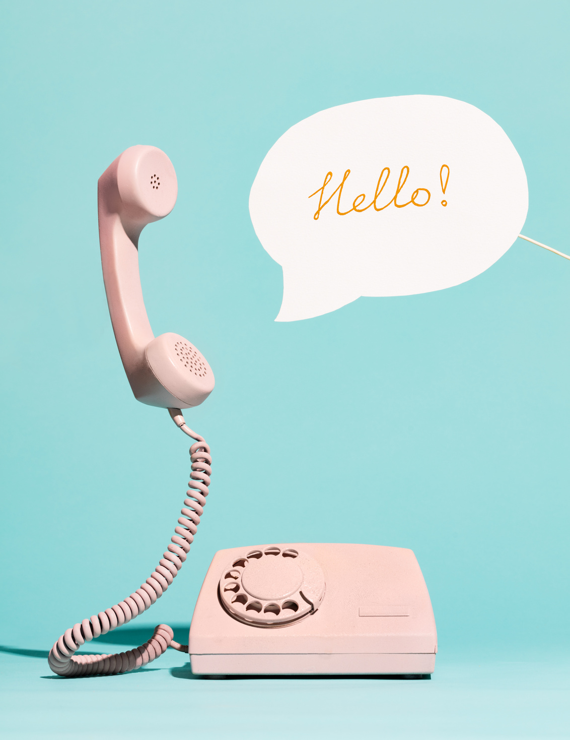 Vintage Phone and Speech Bubble with Hello